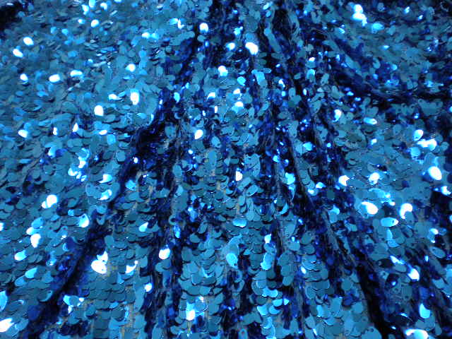7.Vegas#2, Royal Blue All Over Stretch Sequins Fabrics on Mesh